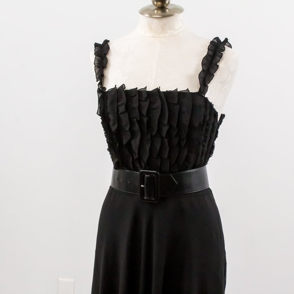 Moschino 8 Silk Ruffle Midi Babydoll Dress LBD - Picture 11 of 14